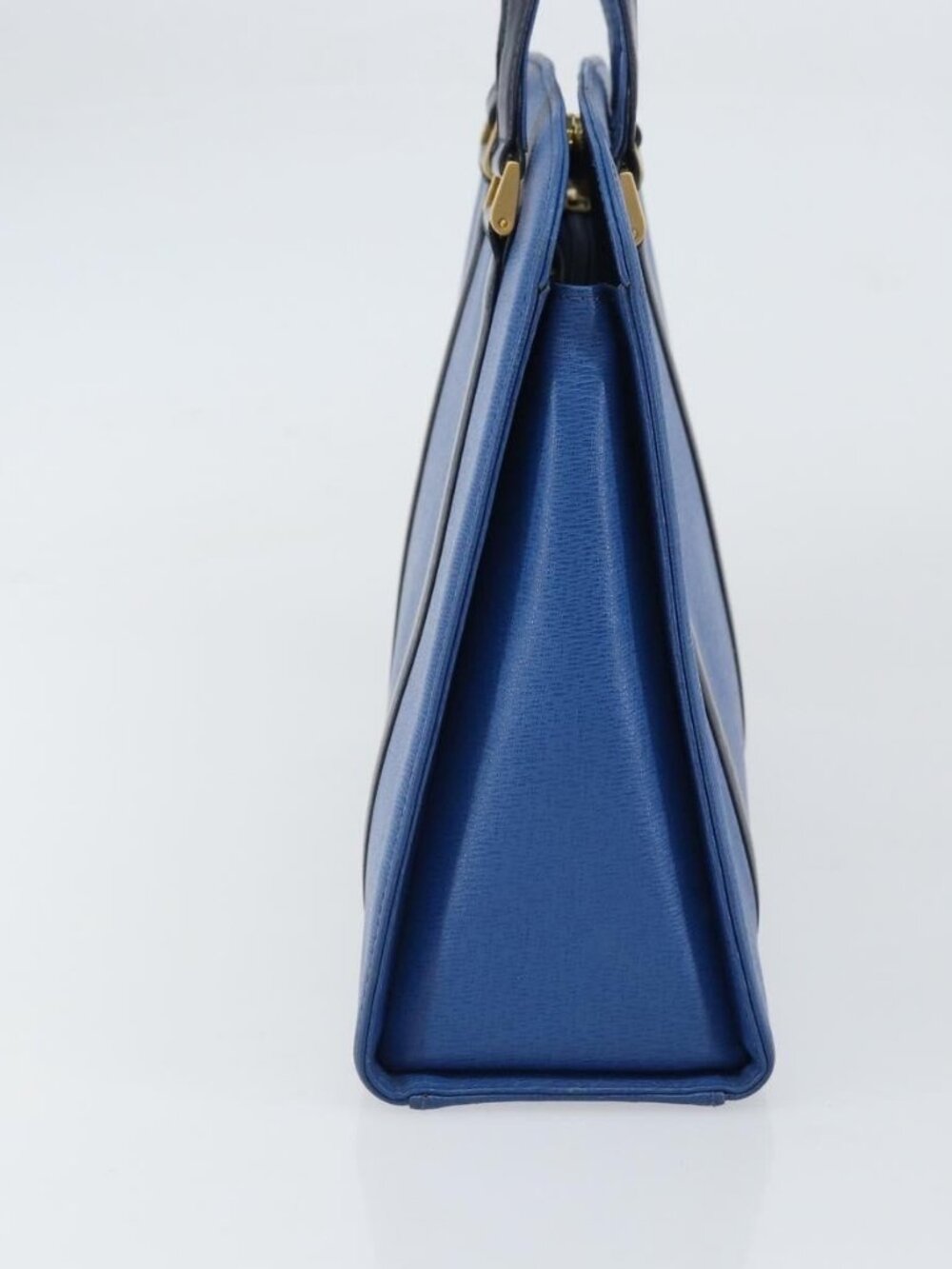 Burberrys Hand Bag Leather Blue Gold Auth 159091 - Picture 5 of 16
